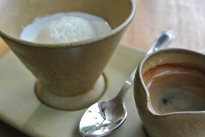 Affogato; vanilla gelato + hot espresso!